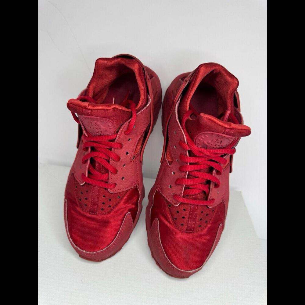 Nike Air Huarache Triple Red Men Size 7.5 Sneakers Shoes 318429-660 Run Premium - Picture 2 of 5